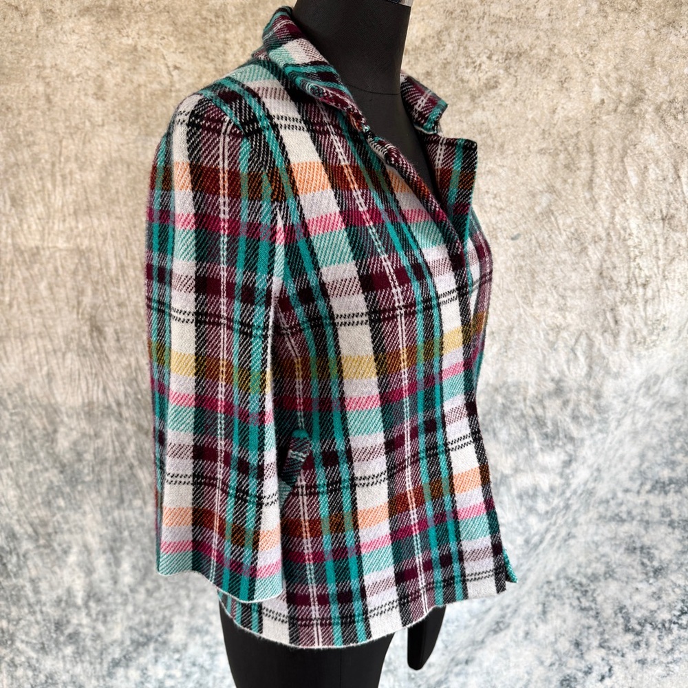 Anthropologie Rosetta Multi-color Plaid Sweater Jacket - XS